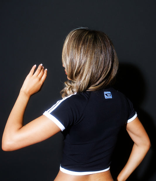 Angel Set Quarter Zip Top (Black/White/Blue)